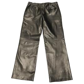 Prada-Prada Pantalon à Panneaux en Cuir Noir-Noir