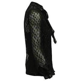 Miu Miu-Blusa transparente con escote con lazo en poliamida negra de Miu Miu-Negro