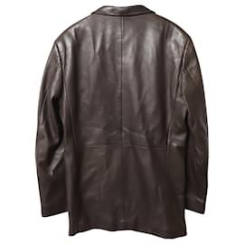 Calvin Klein-Calvin Klein Single-Breasted Jacket in Brown Leather-Brown