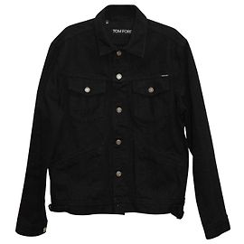 Tom Ford Schmal geschnittene Webkanten-Jeansjacke aus schwarzer Baumwolle Schwarz