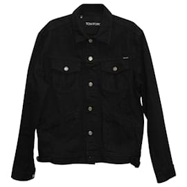 Tom Ford-Tom Ford Schmal geschnittene Webkanten-Jeansjacke aus schwarzer Baumwolle-Schwarz