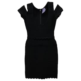 Herve Leger-Herve Leger Bandage Cold-Shoulder Mini Dress in Black Rayon -Black