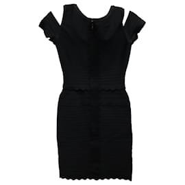 Herve Leger-Herve Leger Bandage Cold-Shoulder Mini Dress in Black Rayon -Black