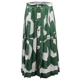 Falda midi plisada en seda verde de Victoria Beckham Otro