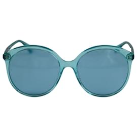 Gucci-Gucci GG0257S Semi-Transparent Round Sunglasses in Turquoise Acetate-Other
