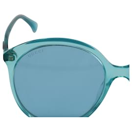 Gucci-Gucci GG0257Halbtransparente runde S-Sonnenbrille aus türkisfarbenem Acetat-Andere