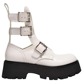 Alexander Mcqueen-Chaussures à Plateforme en Cuir Blanc-Blanc