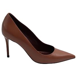 Céline-Sapatos de bico fino Celine em couro marrom-Marrom
