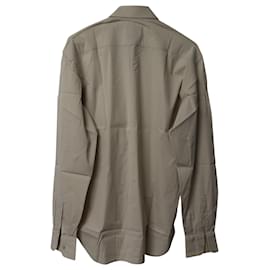 Prada-Prada Long Sleeve Button-up Shirt in Beige Cotton-Beige