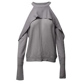 Autre Marque-Dion Lee Cold Shoulder Sweater in Grey Merino Wool-Grey