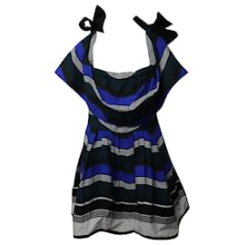 Fendi-Fendi Striped Off Shoulder Ruffled Dress in Multicolor Cotton-Other,Python print