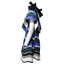 Fendi-Fendi Striped Off Shoulder Ruffled Dress in Multicolor Cotton-Multiple colors