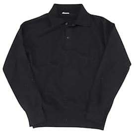 Saint Laurent-Saint Laurent Langarm-Polo-T-Shirt aus schwarzem Kaschmir-Schwarz