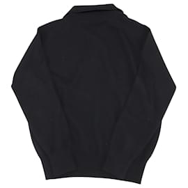 Saint Laurent-Saint Laurent Long-Sleeve Polo T-shirt in Black Cashmere-Black