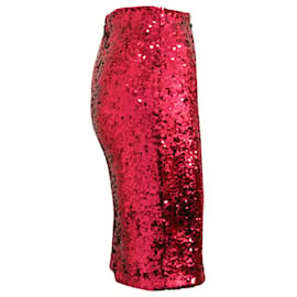 Alice + Olivia-Alice & Olivia Ramos Sequin Pencil Skirt in Fuchsia Pink Polyester-Pink