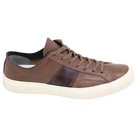 Tom Ford-Tom Ford Burnished Cambridge Sneakers in Brown Calf Leather-Brown