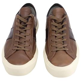 Tom Ford-Tom Ford Burnished Cambridge Sneakers in Brown Calf Leather-Brown