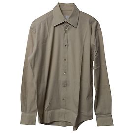 Camisa abotonada de manga larga de algodón nude de Prada Castaño Carne