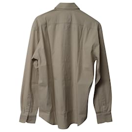 Prada-Prada Long Sleeve Button-up Shirt in Nude Cotton-Flesh