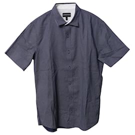 Emporio Armani-Camisa de botão casual Emporio Armani em algodão azul marinho-Azul,Azul marinho