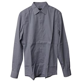 Ermenegildo Zegna-Ermenegildo Zegna Camicia Vichy con Bottoni in Cotone Blu-Blu