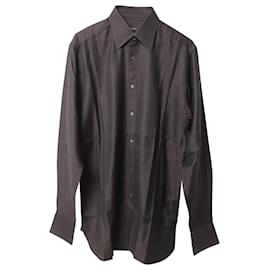 Gucci Herringbone Button-Down-Hemd aus dunkelroter Baumwolle Rot Bordeaux
