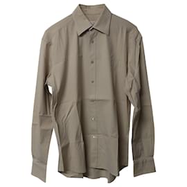 Prada-Prada Langarm-Hemd mit Knöpfen aus beiger Baumwolle-Beige