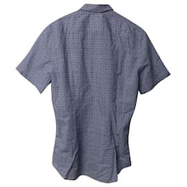Prada-Prada Diamond Geometry Short-sleeved Button-up Shirt in Blue Cotton-Blue