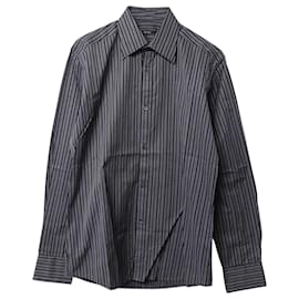 Gucci-Camisa con botones de rayas Gucci en algodón negro-Negro