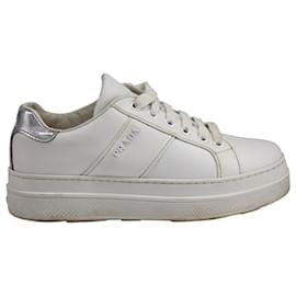 Prada-Sneakers Prada Silver Logo in pelle bianca-Bianco