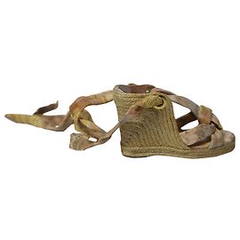 Missoni Knot Lace Espadrilles Compensées en Toile Beige Marron Beige