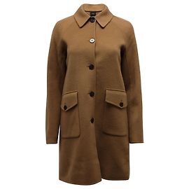 Theory Long Coat em Brown Laine Marrom