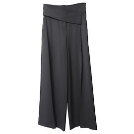 Calça larga Emporio Armani cintura assimétrica em algodão preto Preto