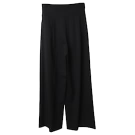 Emporio Armani-Emporio Armani Pantalones de pierna ancha con cinturilla asimétrica en algodón negro-Negro