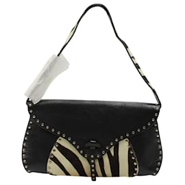 Céline-Black Clutch/ Handbag with Zebra Print Ponyhair-Black