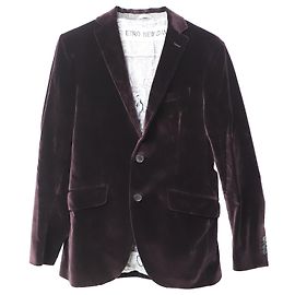 Etro Two-Button Front Blazer Jacket in Burgundy Velvet Cotton Dark red