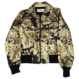 Céline Celine Printed Boule Blouson Jacket in Gold Lambskin Leather Golden Metallic