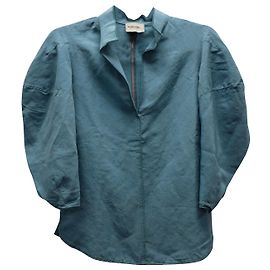 Rachel Comey Amplus Bluse mit Puffärmeln in aquablauer Viskose Blau