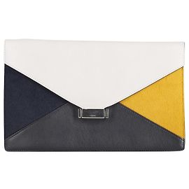 Céline Clutch Celine Diamond em couro de bezerro cinza pérola Couro Cinza