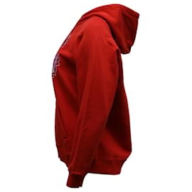 Kenzo-Kenzo Paris Logo-Hoodie aus roter Baumwolle mit aufgesticktem Obermaterial-Rot