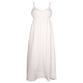 Zimmermann-Zimmermann Rosa Bralette Sleeveless Midi Dress in White Linen -White