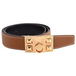 Hermès Hermes Collier De Chien Wendegürtel aus braunem/schwarzem Leder Braun