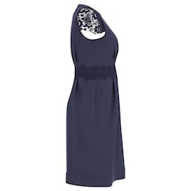 Alberta Ferretti-Alberta Ferretti Etuikleid mit Spitzenbesatz aus marineblauem Polyester-Blau,Marineblau