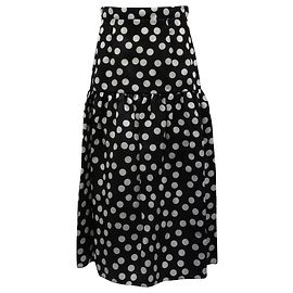 Carolina Herrera Saia Midi com babados e estampa de bolinhas em seda preto e branco Outro
