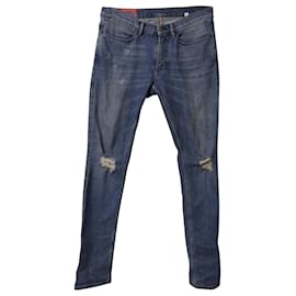 Acne-Acne Studios Distressed-Jeans aus blauem Baumwoll-Denim-Blau
