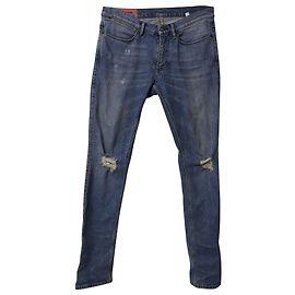 Acne Studios Distressed Jeans in Blue Cotton Denim Blue