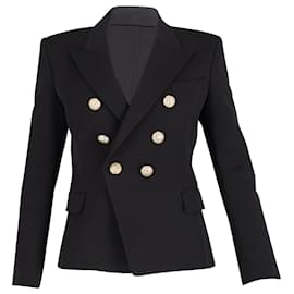 Balmain-Balmain lined Breasted Blazer in Black Viscose-Black