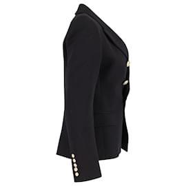 Balmain-Balmain lined Breasted Blazer in Black Viscose-Black