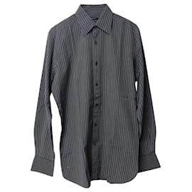 Gucci-Gucci Striped Button Down Shirt in Navy Blue Cotton-Blue,Navy blue