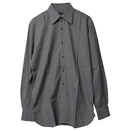 Gucci-Camicia Button Down a righe Gucci in cotone bianco-Bianco